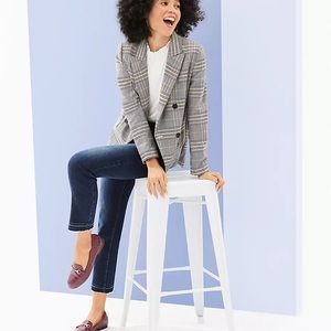 LOFT Plaid Double Breasted Blazer